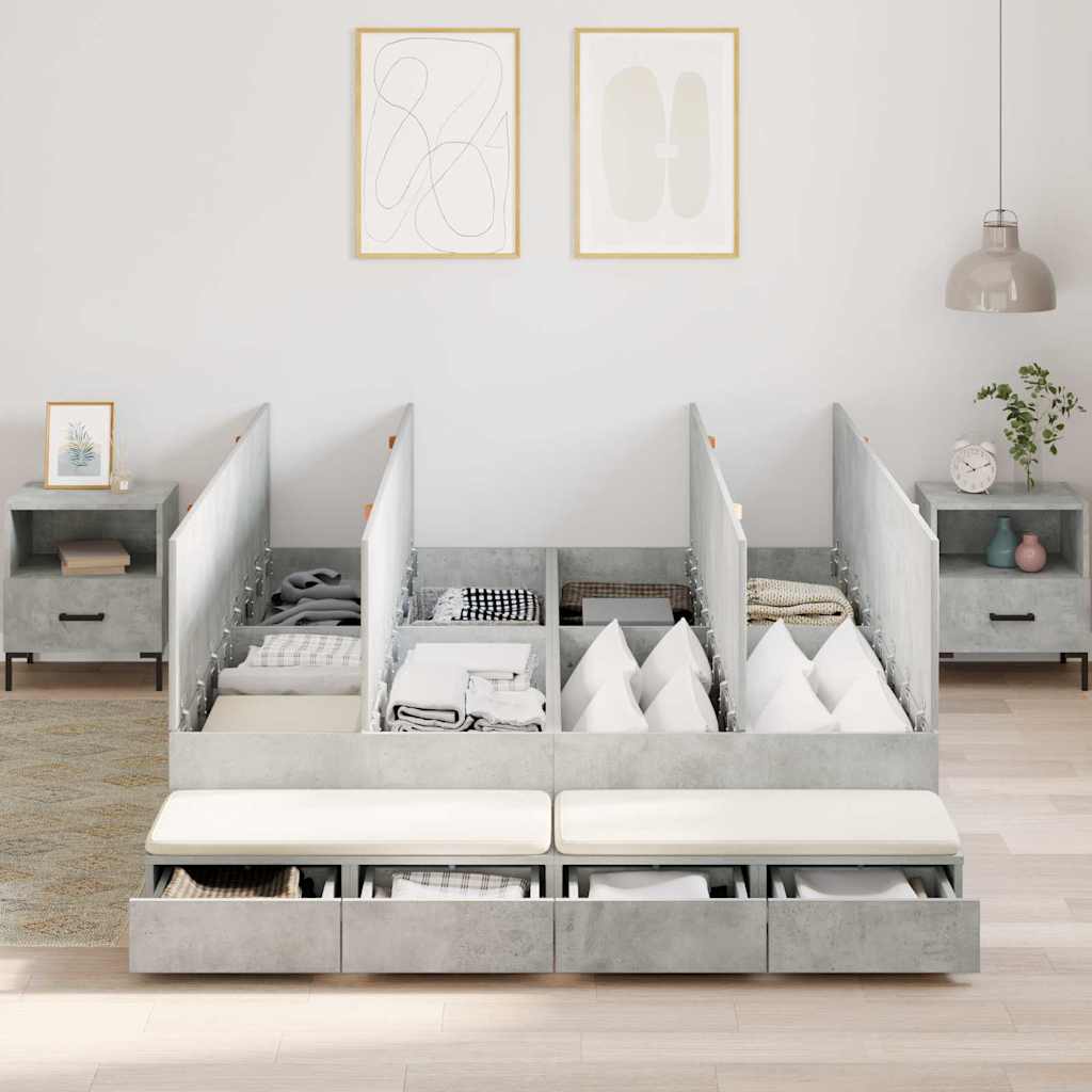 Struttura letto con contenitore Grigio cemento 160 cm