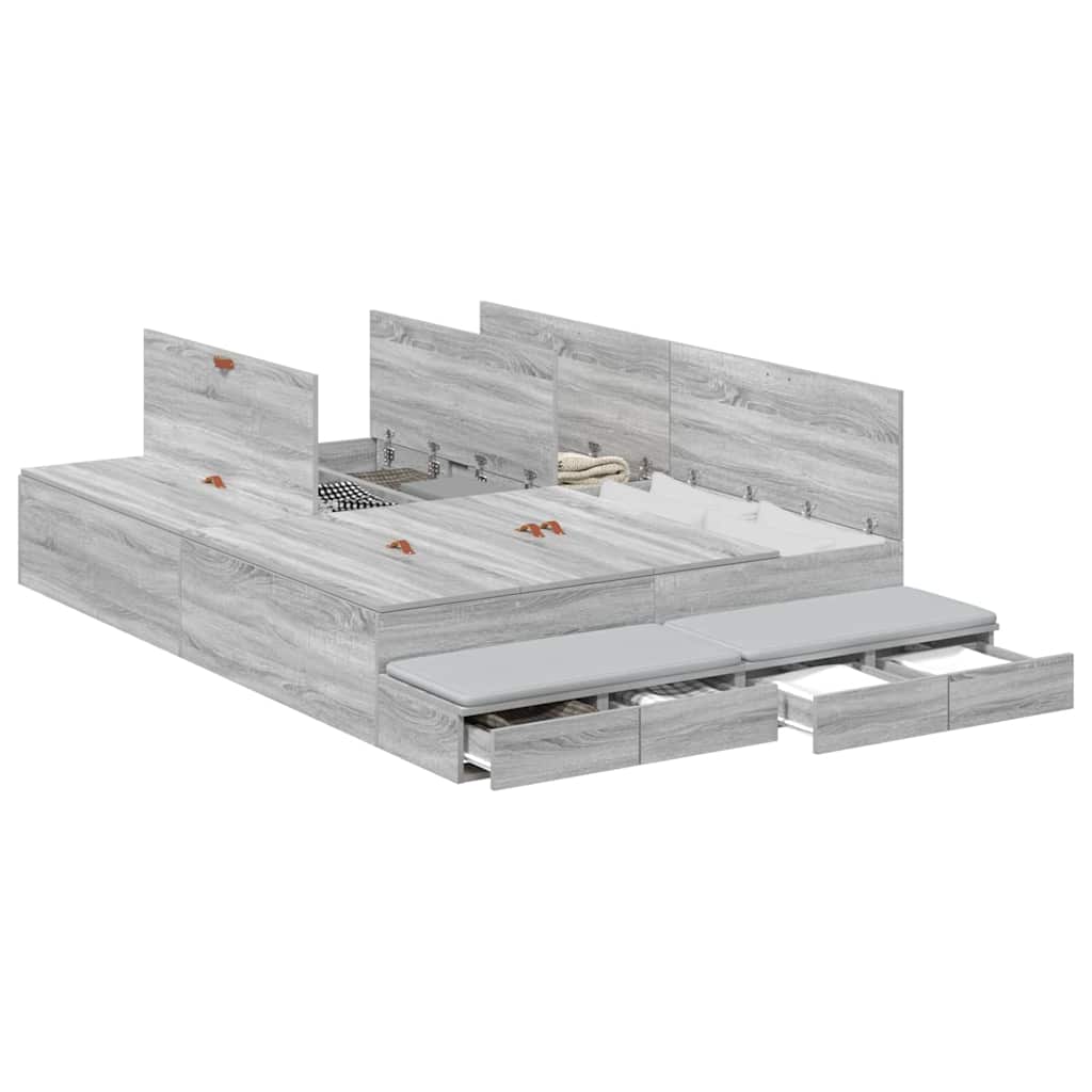 Struttura letto con contenitore Grigio Sonoma 160 cm