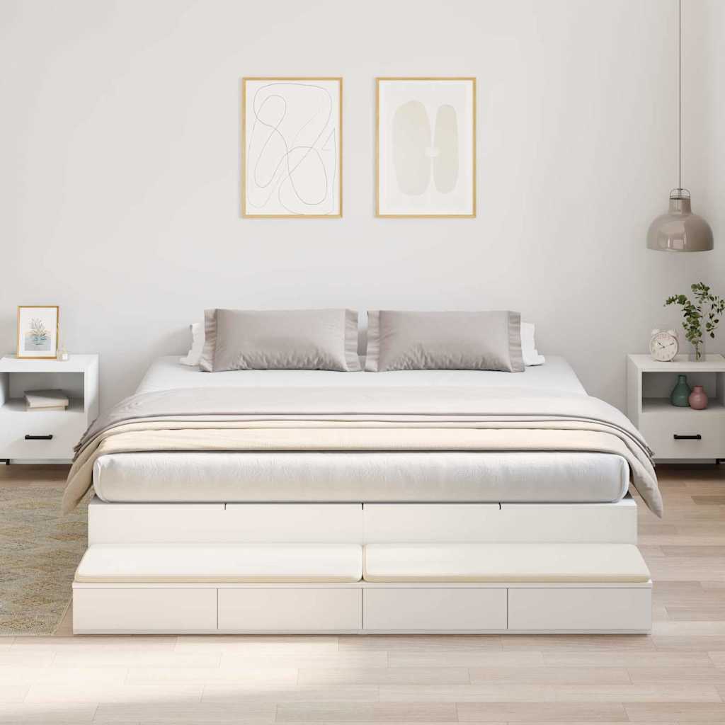 Struttura letto con contenitore Bianco 180 cm Legno multistrato