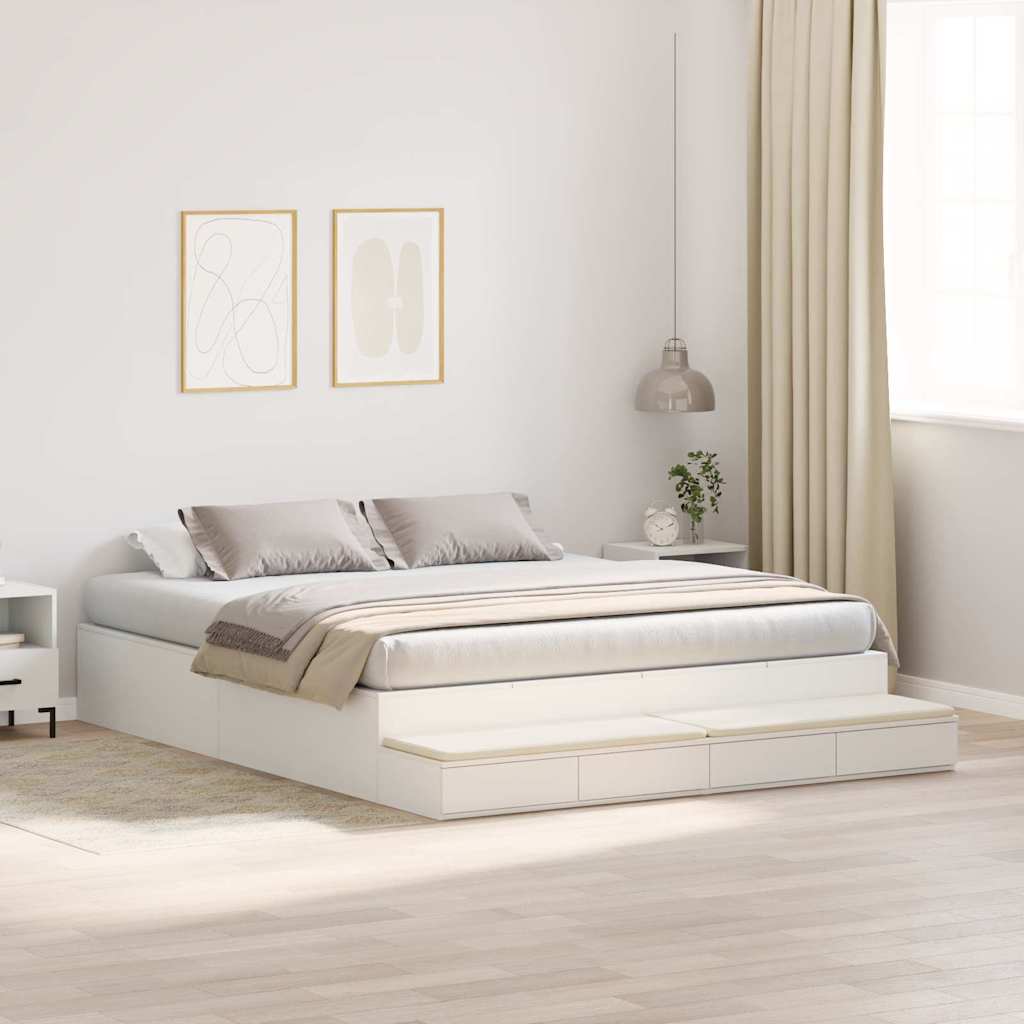 Struttura letto con contenitore Bianco 180 cm Legno multistrato