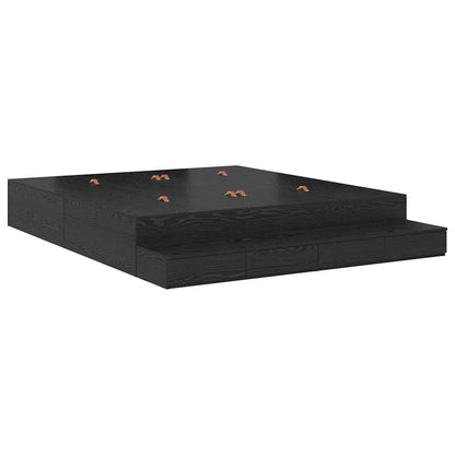 Struttura letto con contenitore con cassetto Rovere Nero 180 cm