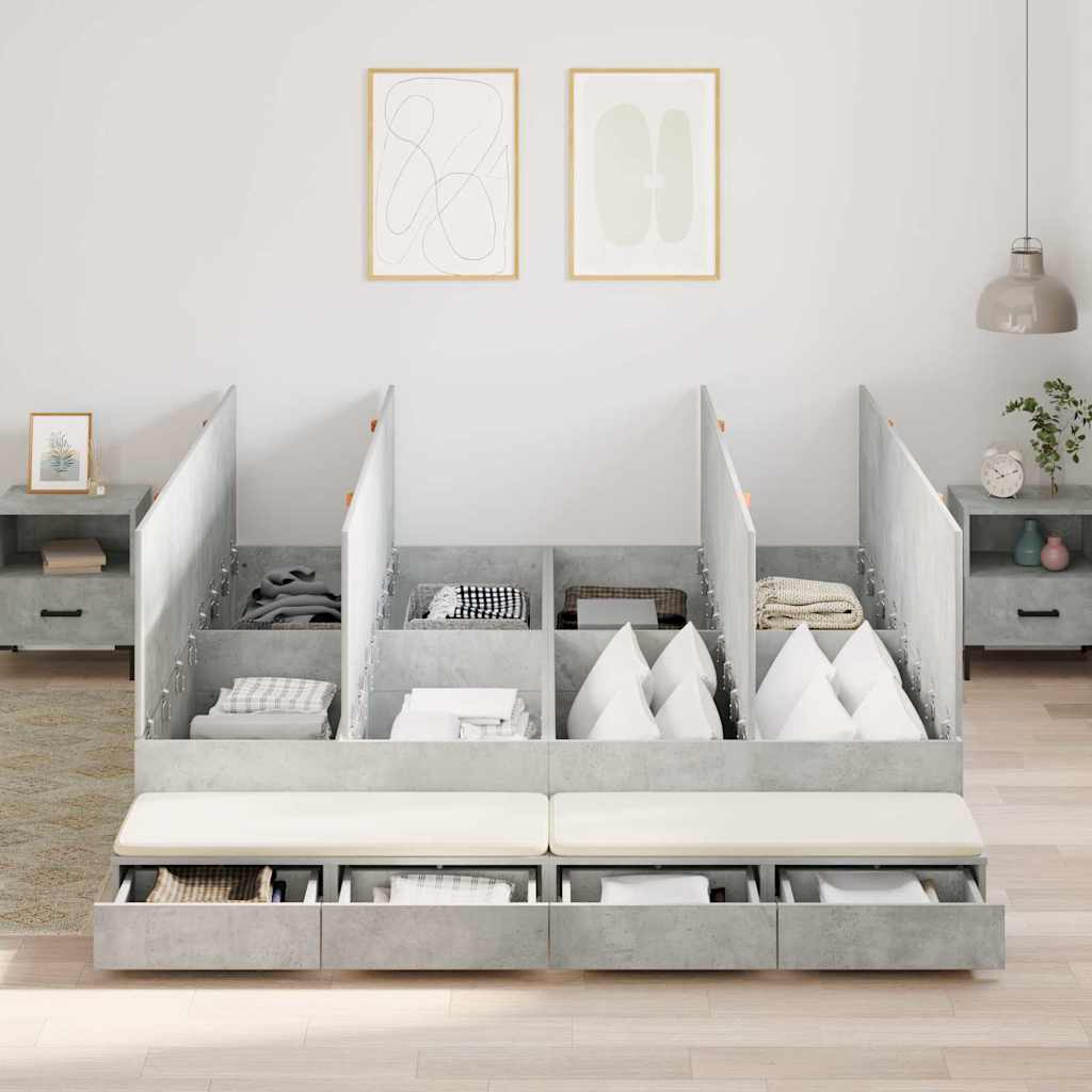 Struttura letto con contenitore Grigio cemento 180 cm