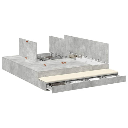 Struttura letto con contenitore Grigio cemento 180 cm