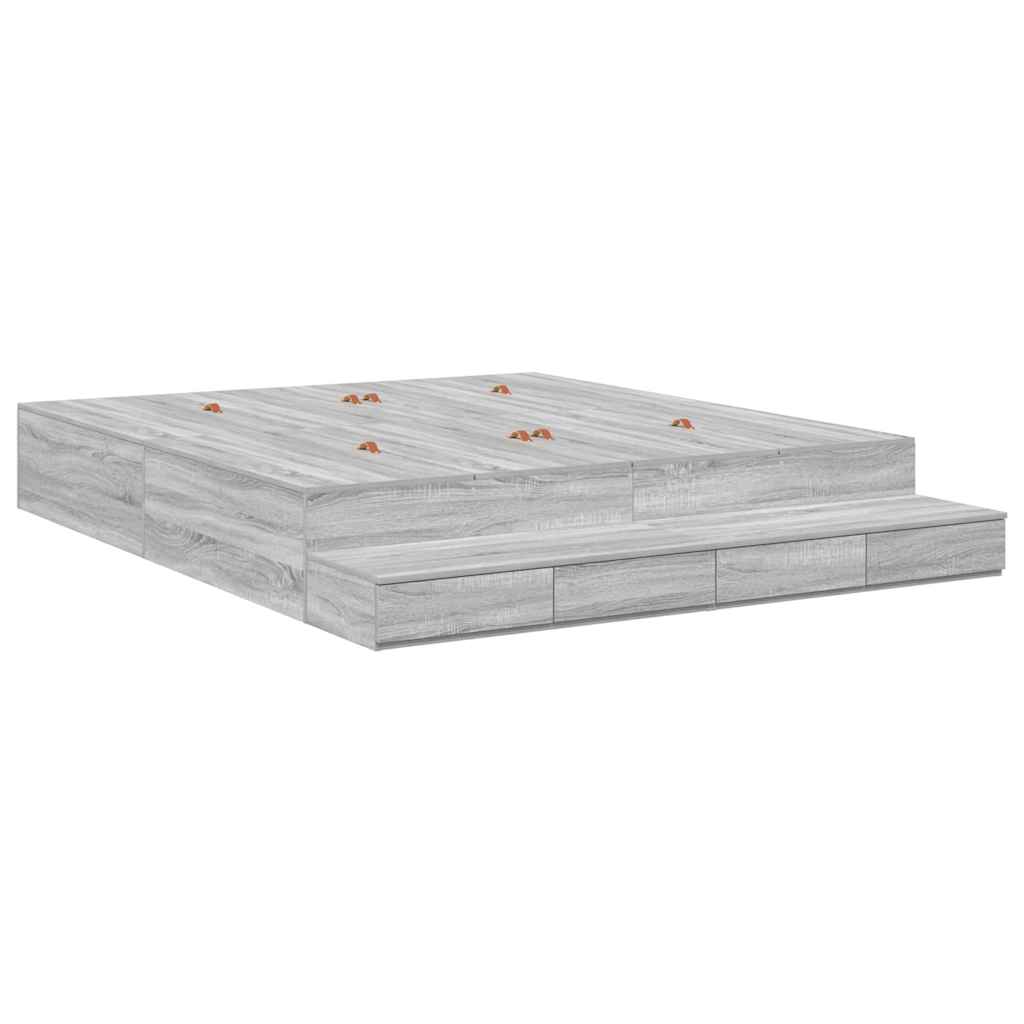 Struttura letto con contenitore Grigio Sonoma 180 cm