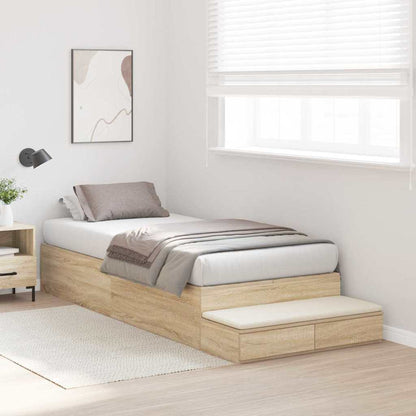 Struttura letto con contenitore Rovere Sonoma 90 cm