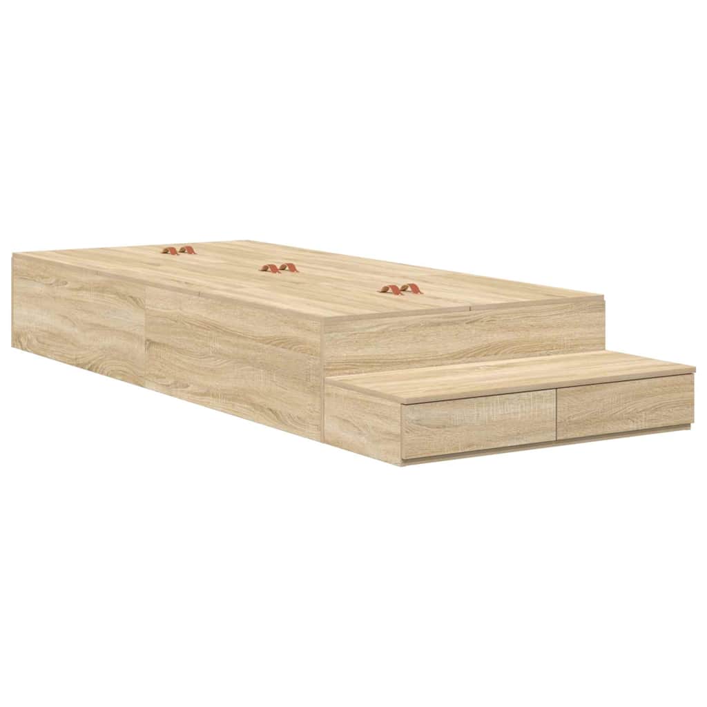Struttura letto con contenitore Rovere Sonoma 90 cm