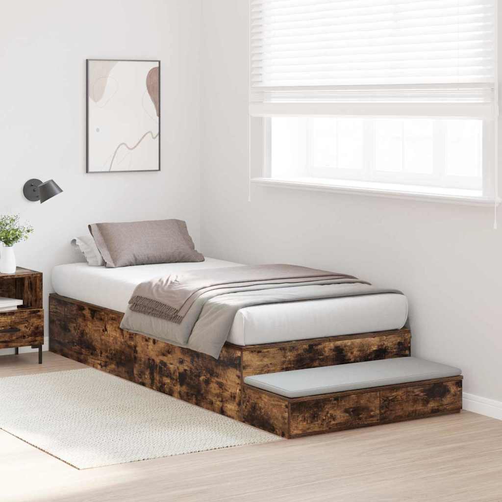 Struttura letto con contenitore con cassetto Rovere fumÃ© 90 cm