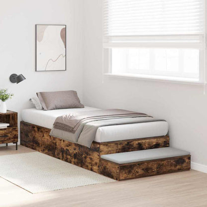 Struttura letto con contenitore con cassetto Rovere fumÃ© 90 cm