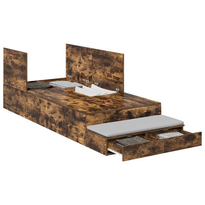Struttura letto con contenitore con cassetto Rovere fumÃ© 90 cm