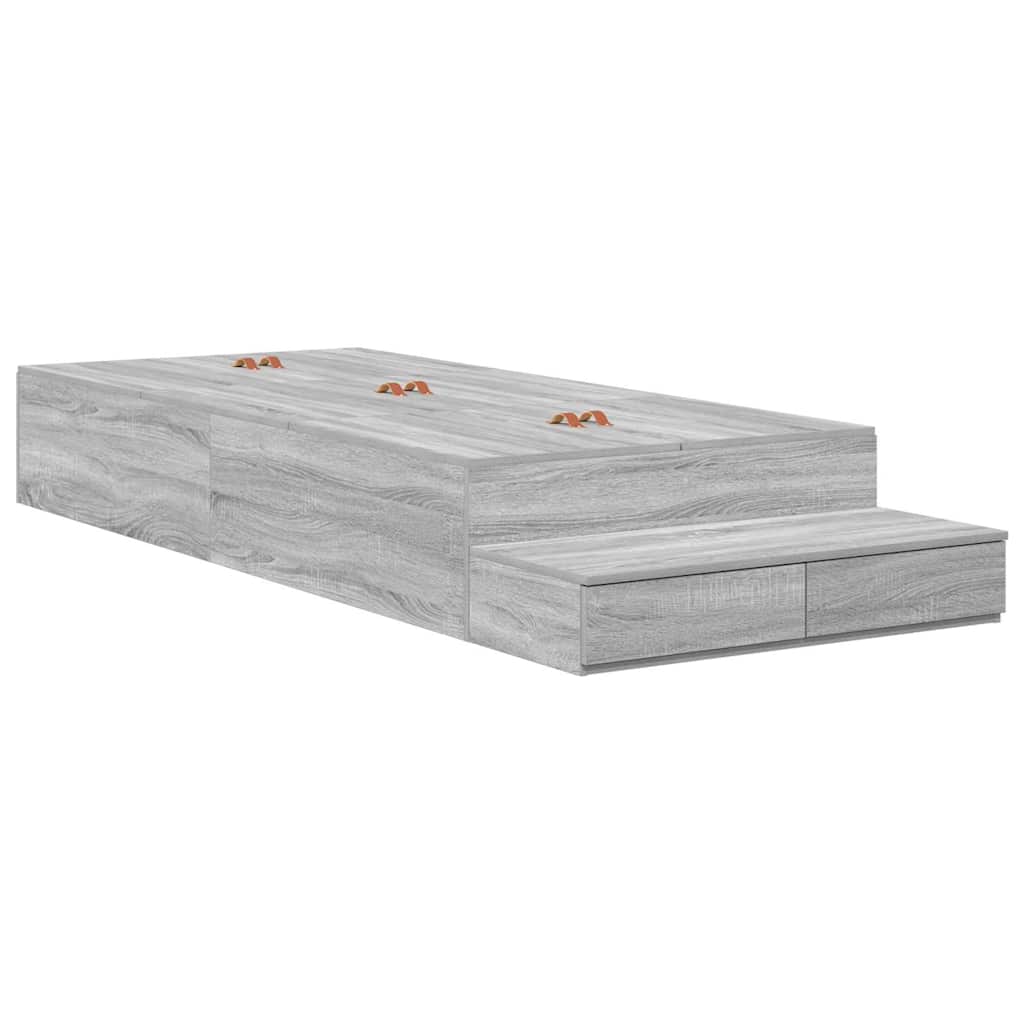 Struttura letto con contenitore Grigio Sonoma 90 cm