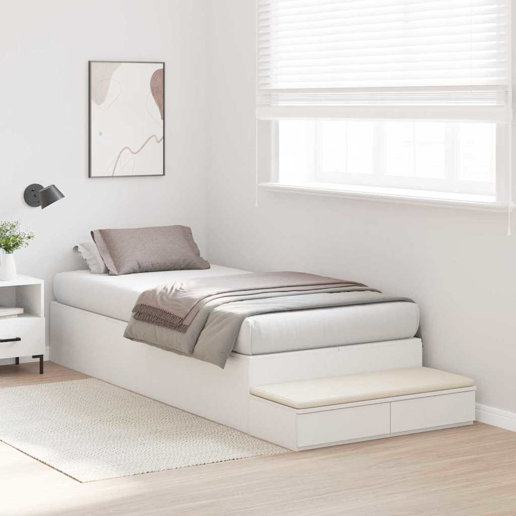 Struttura letto con contenitore Bianco 75 cm Legno multistrato