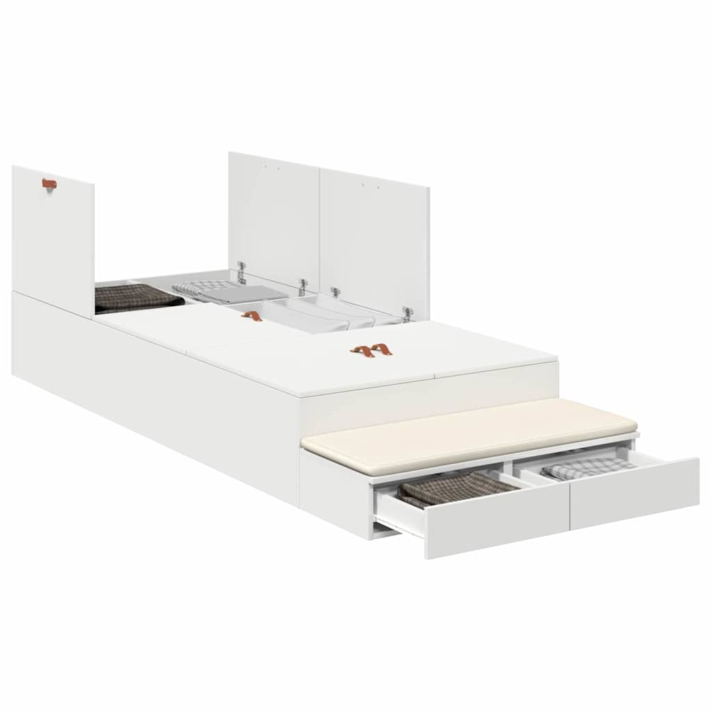 Struttura letto con contenitore Bianco 75 cm Legno multistrato