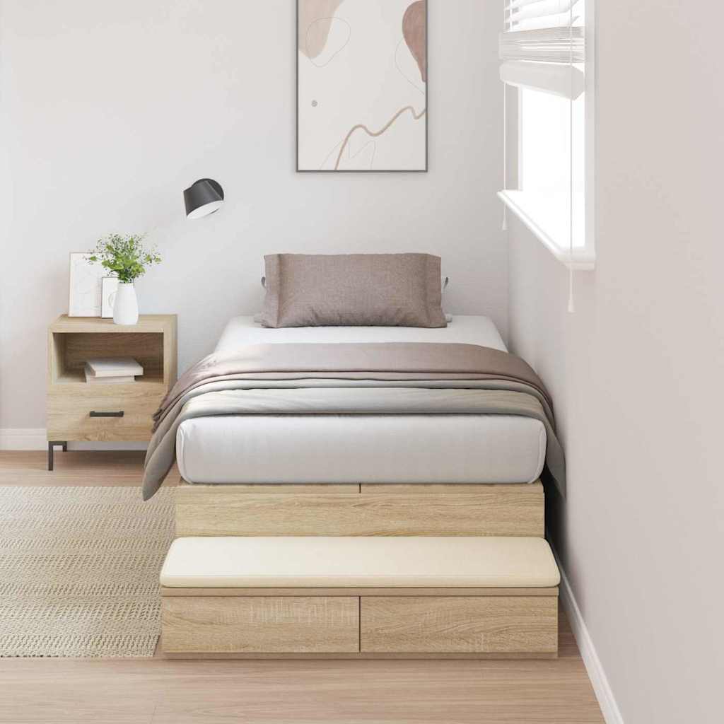 Struttura letto con contenitore Rovere Sonoma 75 cm