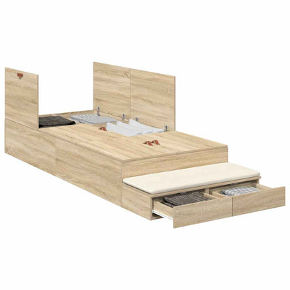 Struttura letto con contenitore Rovere Sonoma 75 cm