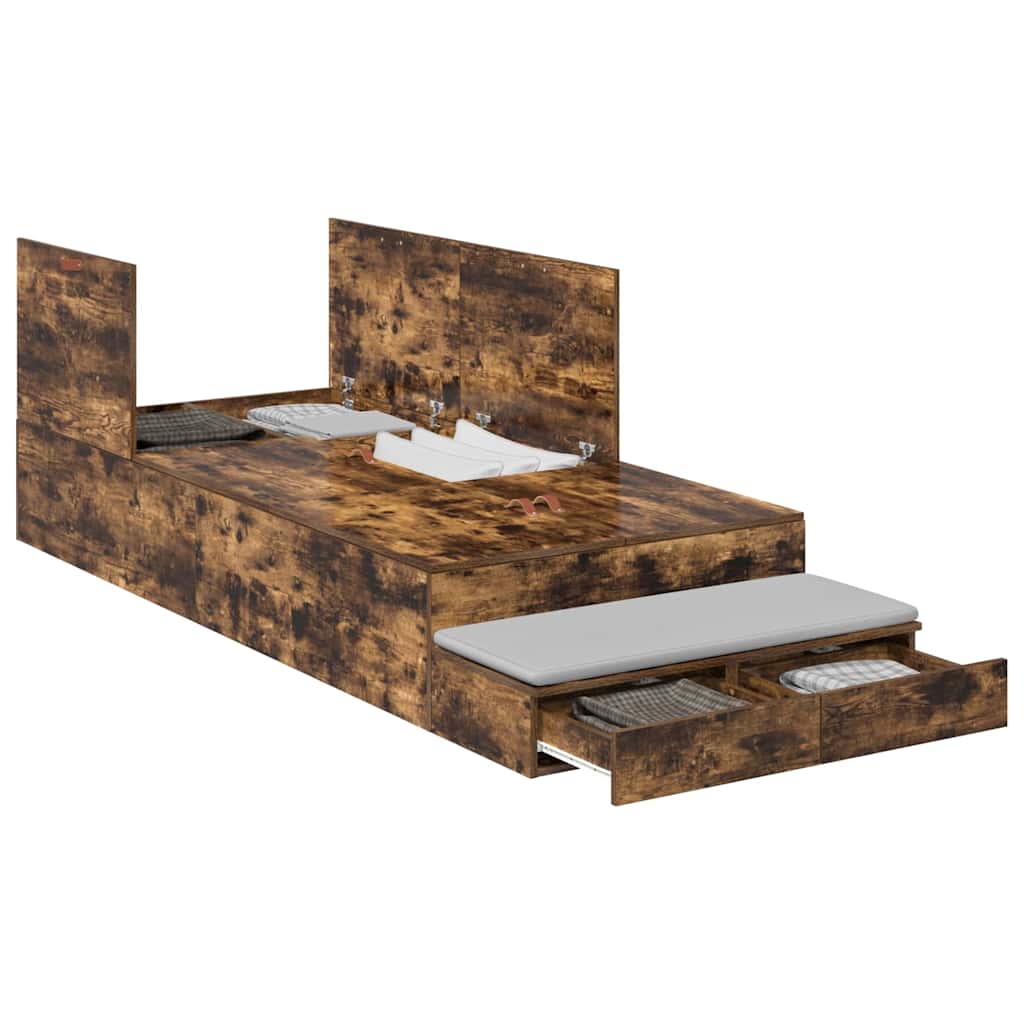 Struttura letto con contenitore con cassetto Rovere fumÃ© 75 cm