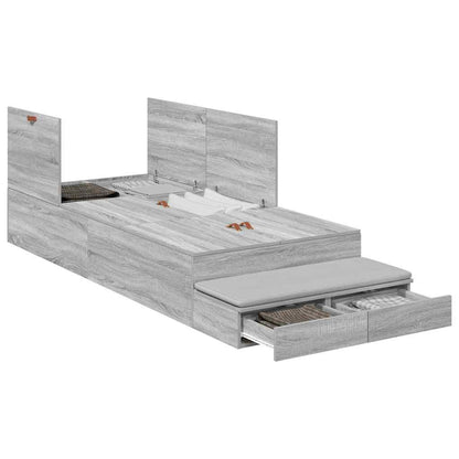 Struttura letto con contenitore Grigio Sonoma 75 cm