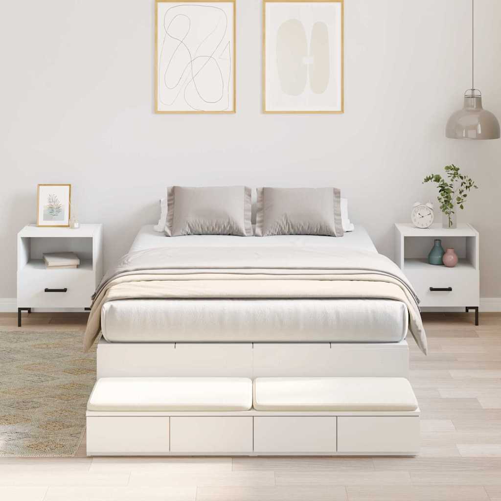 Struttura letto con contenitore Bianco 120 cm Legno multistrato
