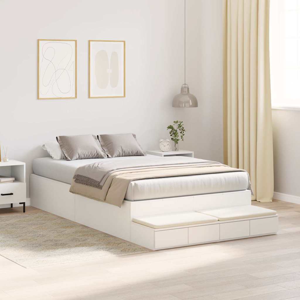 Struttura letto con contenitore Bianco 120 cm Legno multistrato