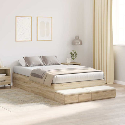 Struttura letto con contenitore Rovere Sonoma 120 cm