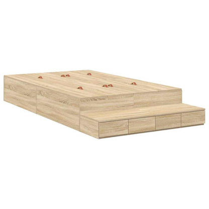 Struttura letto con contenitore Rovere Sonoma 120 cm