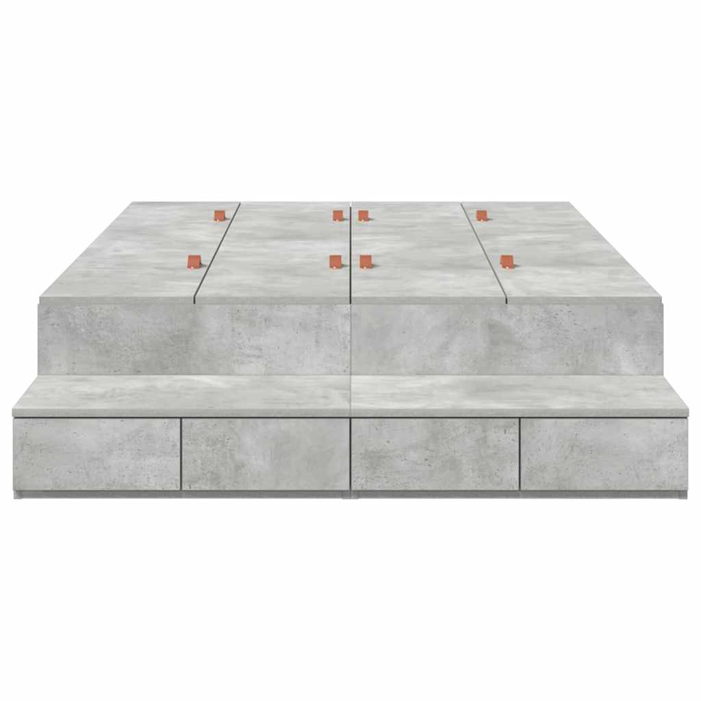Struttura letto con contenitore Grigio cemento 120 cm