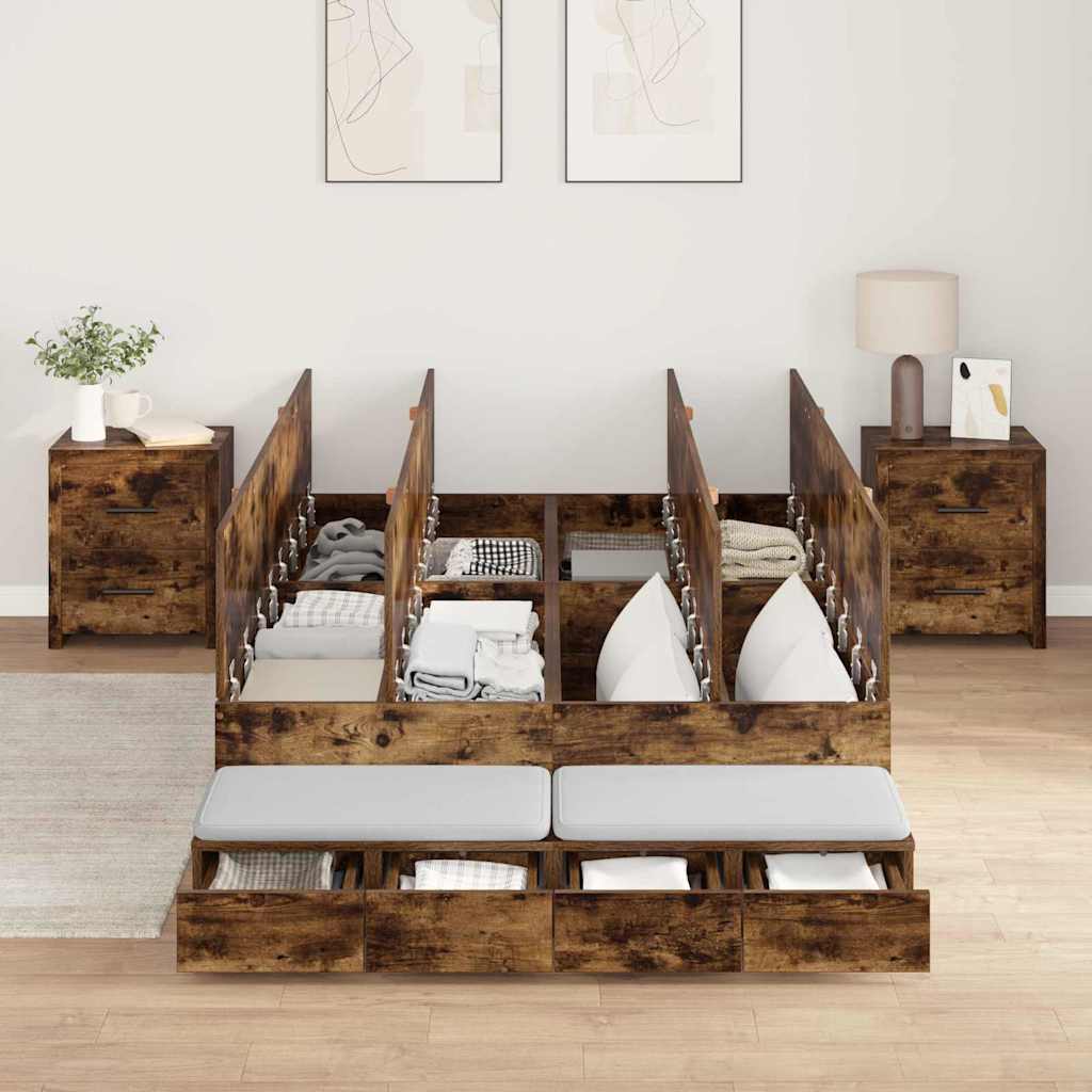 Struttura letto con contenitore con cassetto Rovere fumÃ© 120 cm