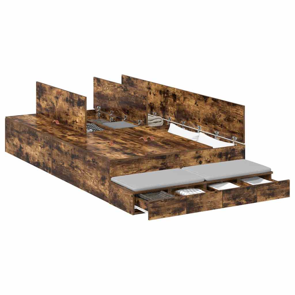 Struttura letto con contenitore con cassetto Rovere fumÃ© 120 cm