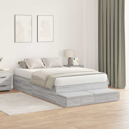 Struttura letto con contenitore Grigio Sonoma 120 cm