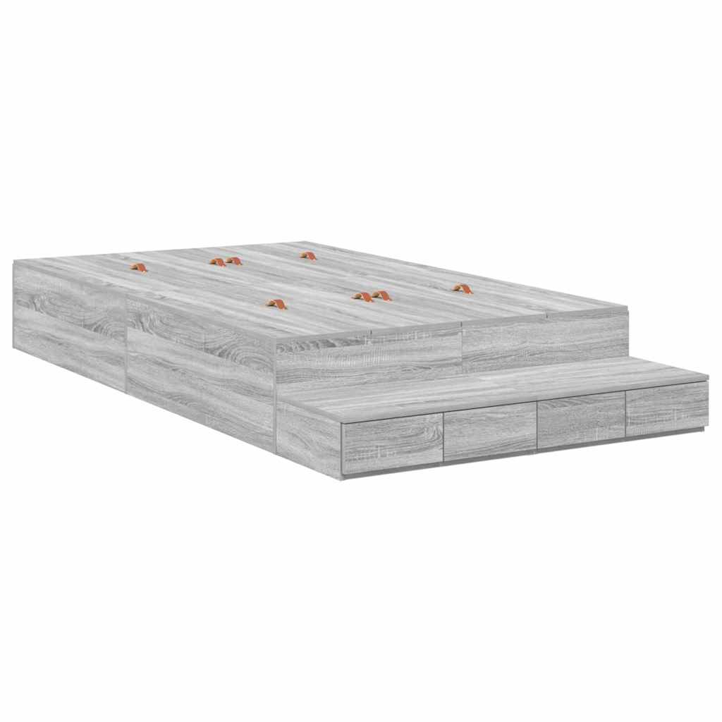 Struttura letto con contenitore Grigio Sonoma 120 cm