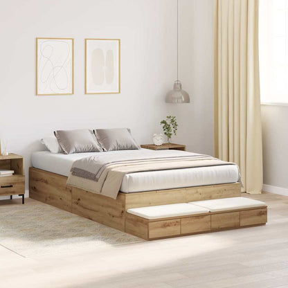 Struttura letto con contenitore Rovere artigianale 120 cm