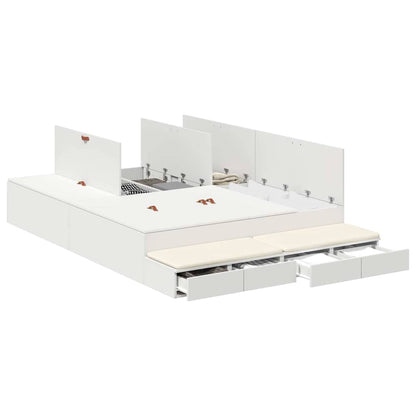 Struttura letto con contenitore Bianco 140 cm Legno multistrato