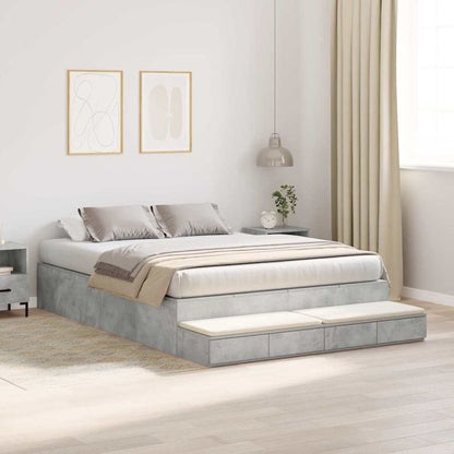 Struttura letto con contenitore Grigio cemento 140 cm