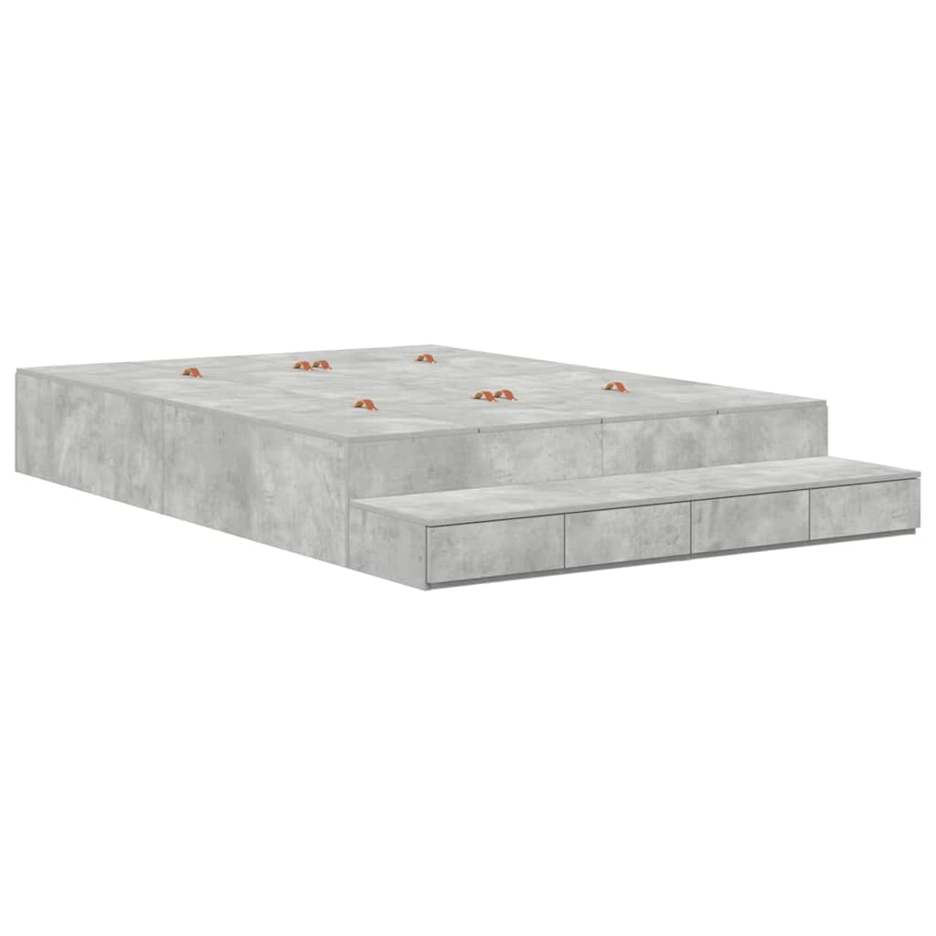 Struttura letto con contenitore Grigio cemento 140 cm