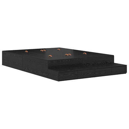 Struttura letto con contenitore con cassetto Rovere Nero 135 cm