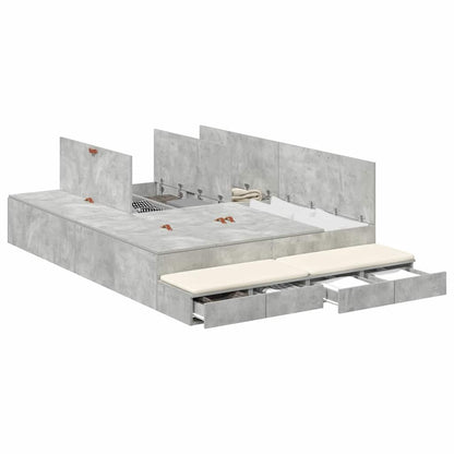 Struttura letto con contenitore Grigio cemento 135 cm