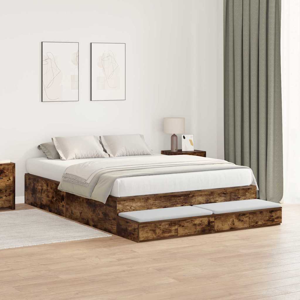 Struttura letto con contenitore con cassetto Rovere fumÃ© 135 cm