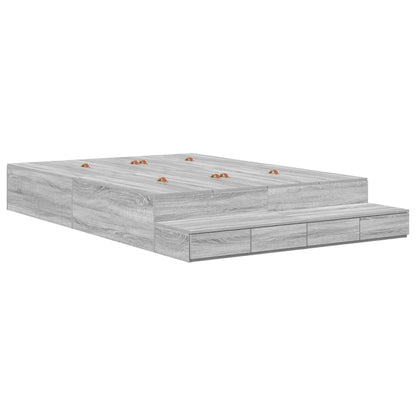 Struttura letto con contenitore Grigio Sonoma 135 cm