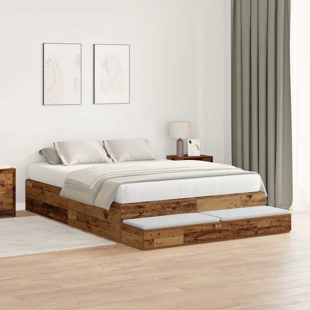 Struttura letto con contenitore Legno vecchio 135 cm