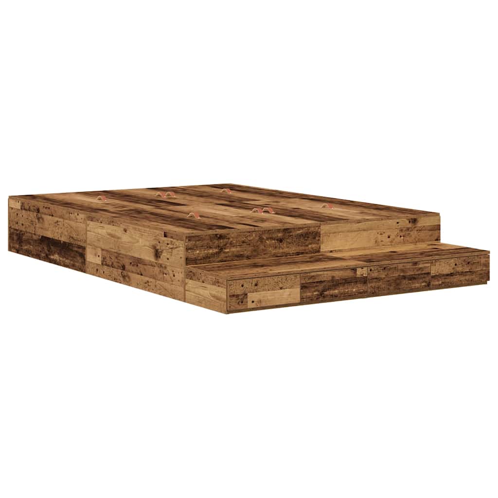Struttura letto con contenitore Legno vecchio 135 cm
