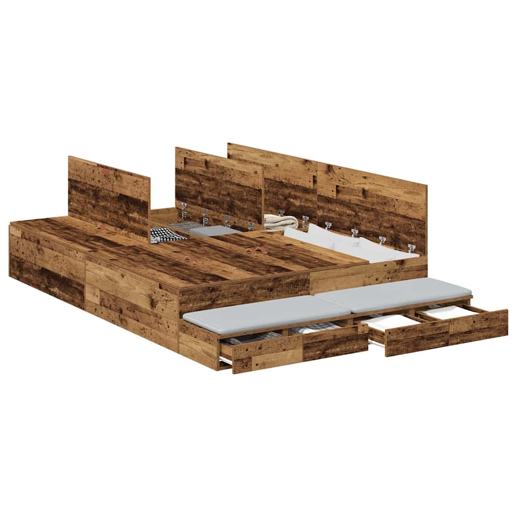 Struttura letto con contenitore Legno vecchio 135 cm