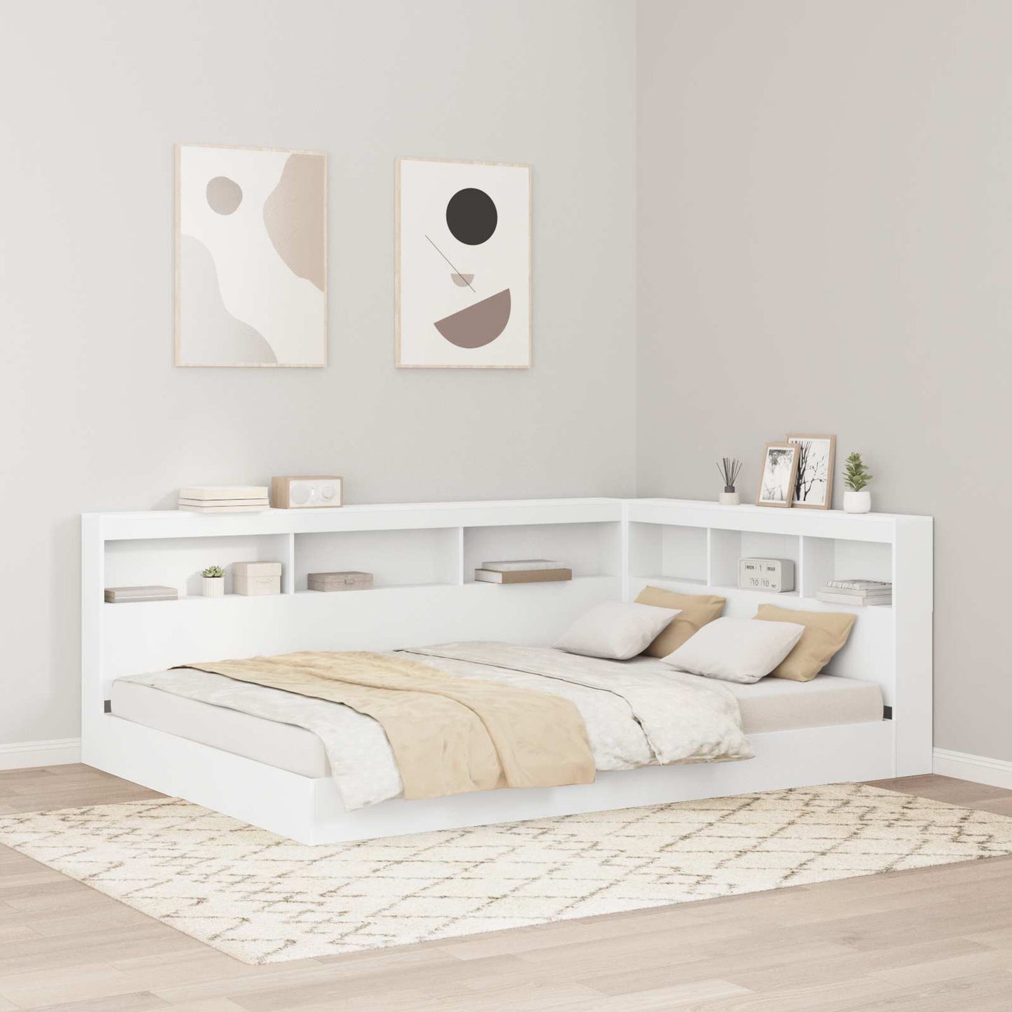 Letto Libreria Bianco 140 x 200 cm Legno multistrato