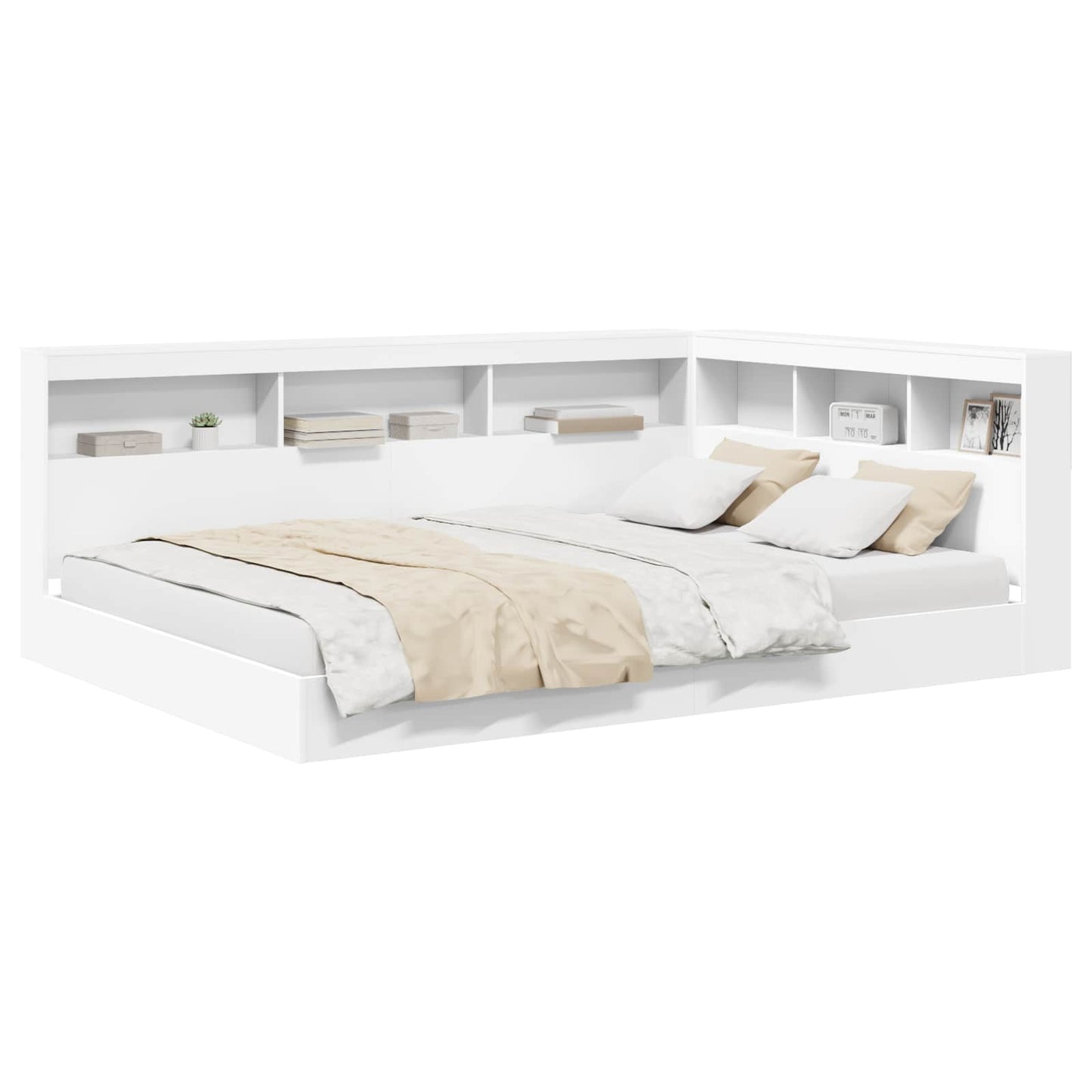 Letto Libreria Bianco 140 x 200 cm Legno multistrato