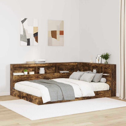 Letto Libreria Rovere fumo 160 x 200 cm Legno multistrato
