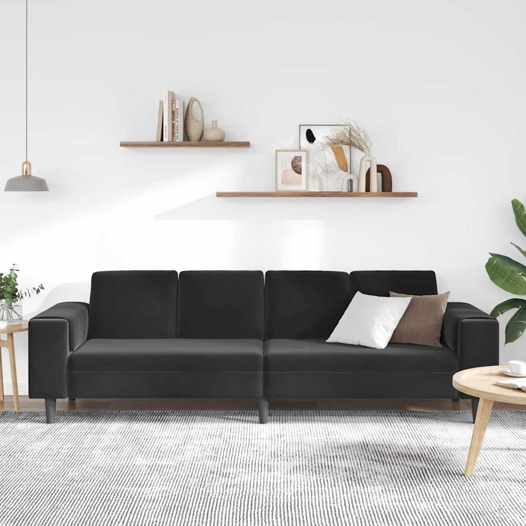 Divano per Soggiorno Nero 250 x 77 x 76 cm