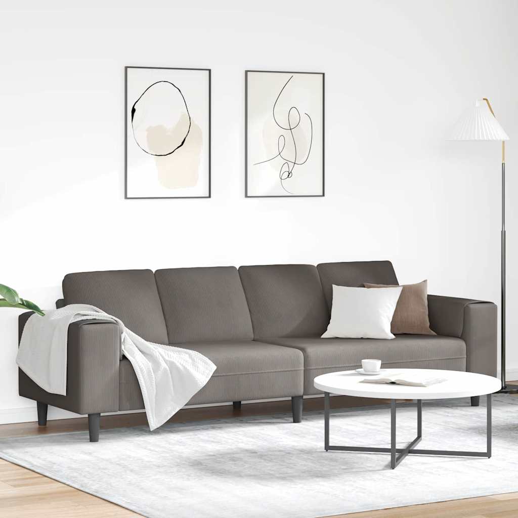 Divano Grigio chiaro 250 x 77 x 76 cm Tessuto in Cords