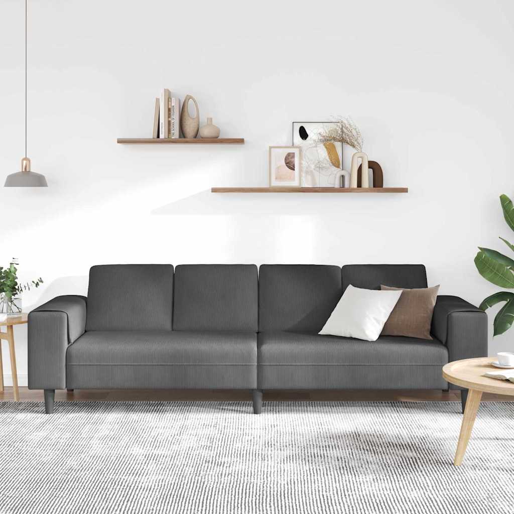 Divano Grigio scuro 250 x 77 x 76 cm Tessuto in Cords