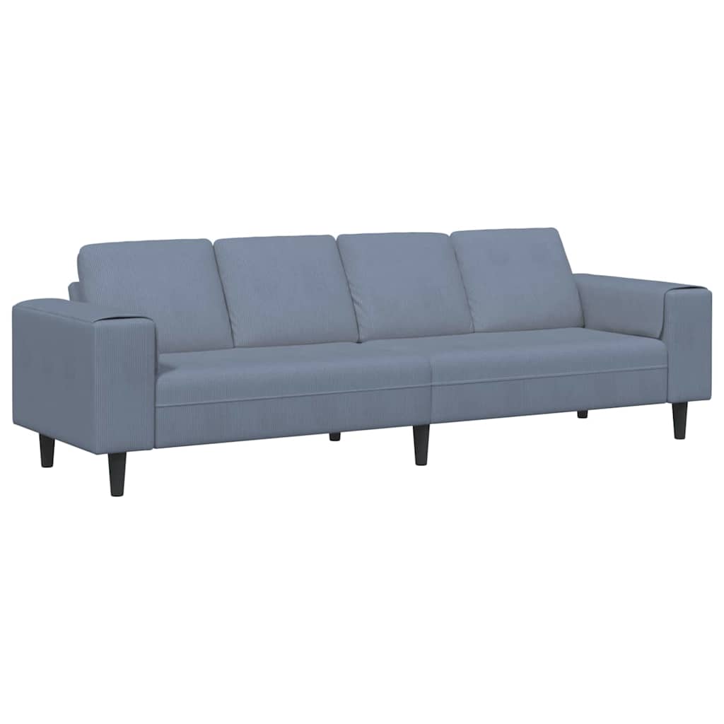 Divano con cuscino Blu 250 x 77 x 76 cm Tessuto in Cords