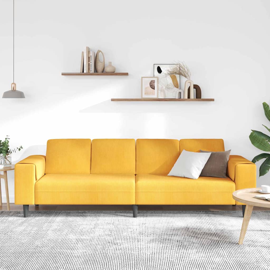 Divano Giallo Chiaro 250 x 77 x 76 cm Tessuto in Cords