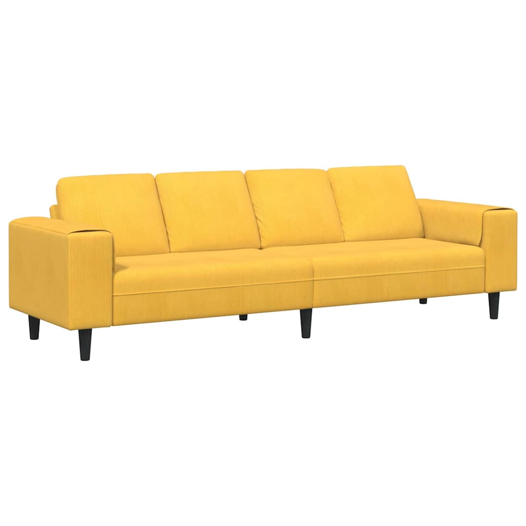 Divano Giallo Chiaro 250 x 77 x 76 cm Tessuto in Cords
