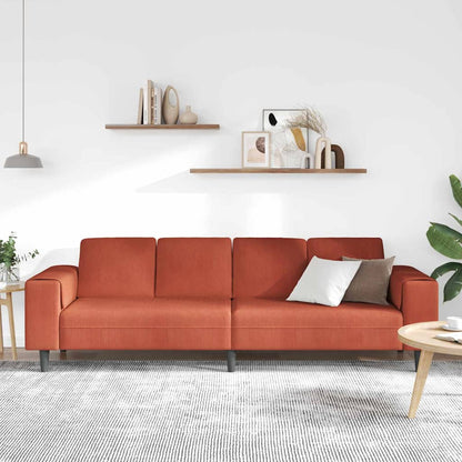 Divano Rosso Arancio 250 x 77 x 76 cm Tessuto in Cords